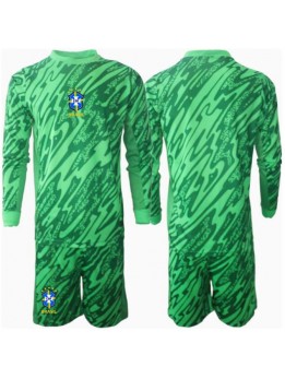 Billige Brasil Keeper Hjemmedraktsett Barn Copa America 2024 Langermet (+ Korte bukser)